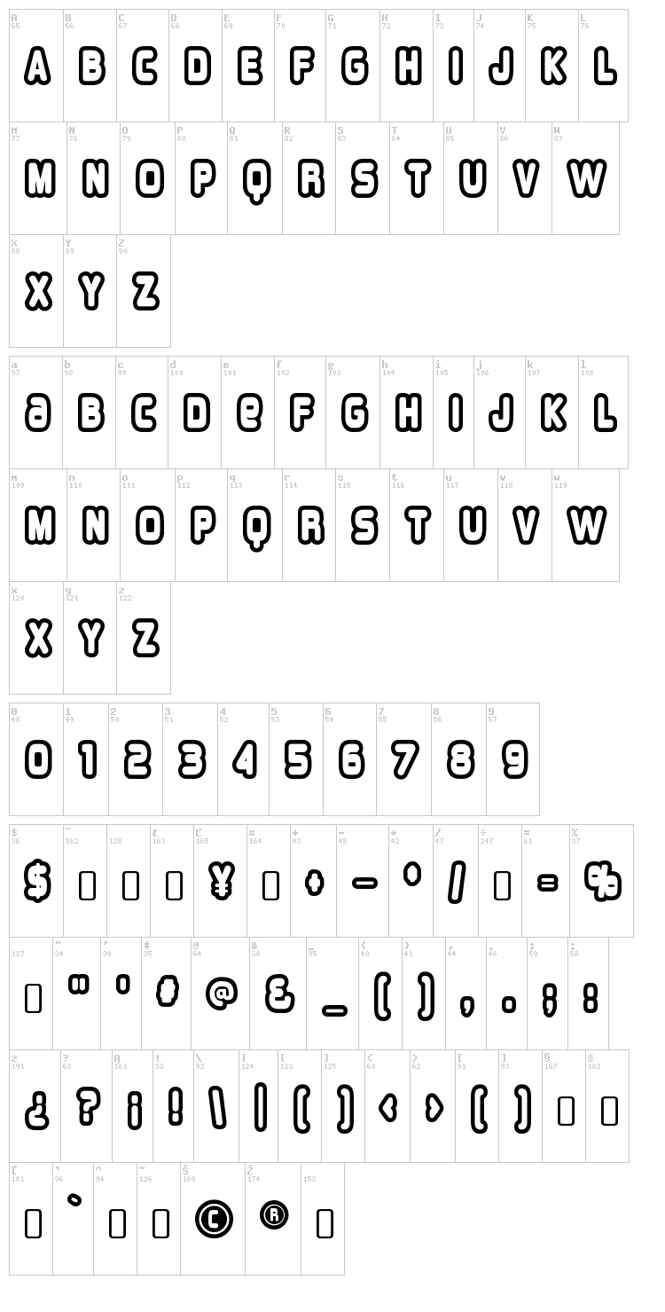 Overload font map